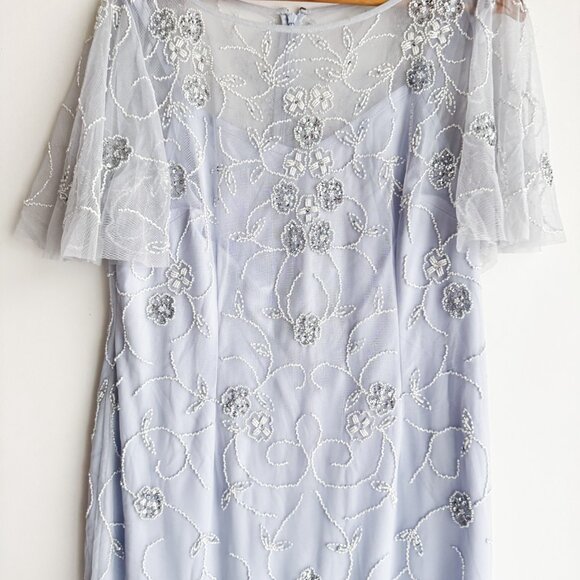 adrianna papell Beaded Mesh Sheath dress 16 - Picture 4 of 7